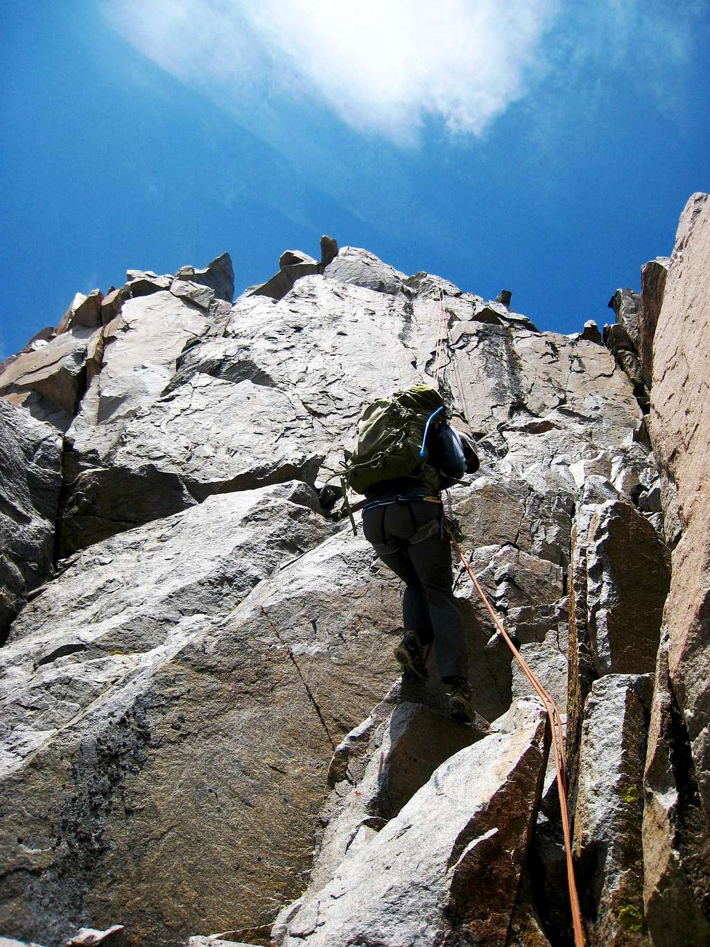 Rappelling into the notch