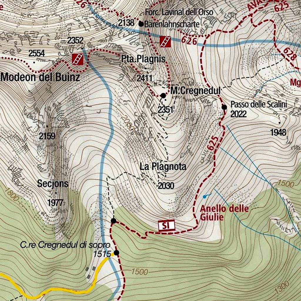 Monte Cregnedul and its paths