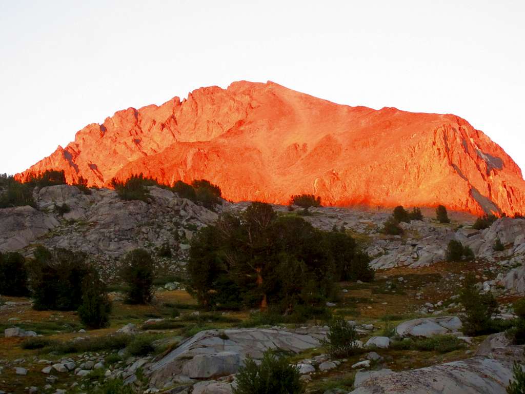 Mt Goddard in the evening alpenglow from Martha Lake