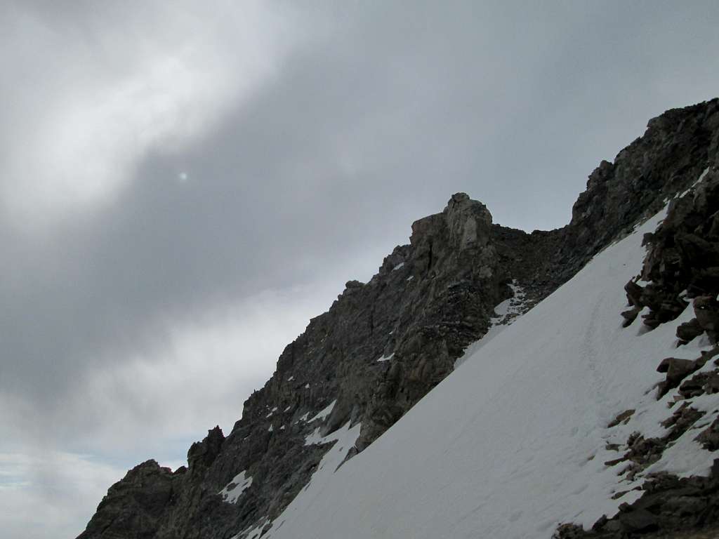 Looking up the northwest couloir of the South Teton, June 24, 2013