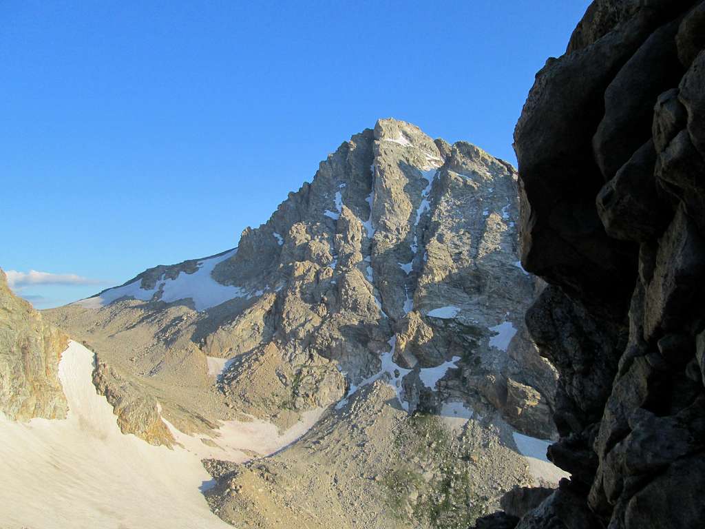 The Middle Teton seen from partway up the Northwest Couloirs of Nez Perce