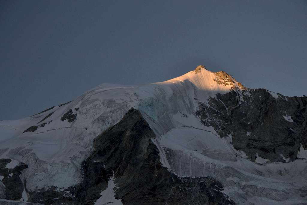 First early morning sunlight on Blanc de Moming (3663 m)