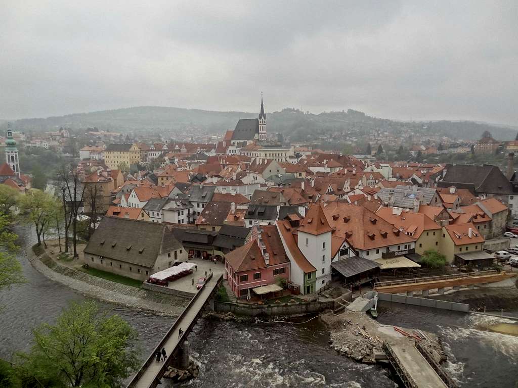 Český Krumlov, UNESCO world heritage city nestled in the mountains