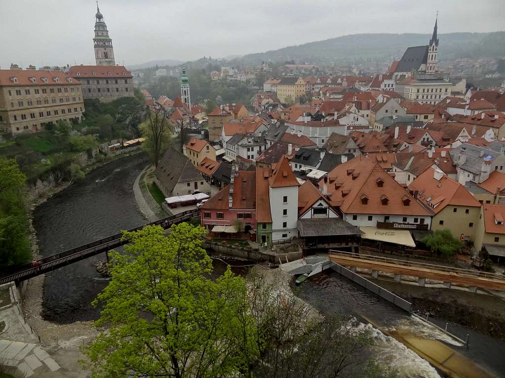 Český Krumlov, UNESCO world heritage city nestled in the mountains