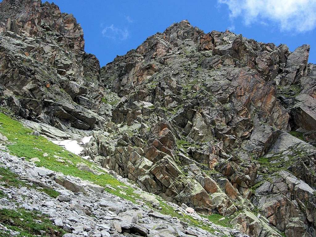 Kleinlitzner (2783m) from the sign to the approach trail of the Via Ferrata