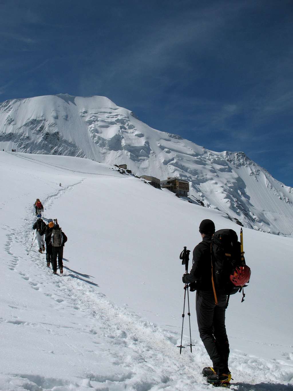 Approaching the Tete Rousse Refuge