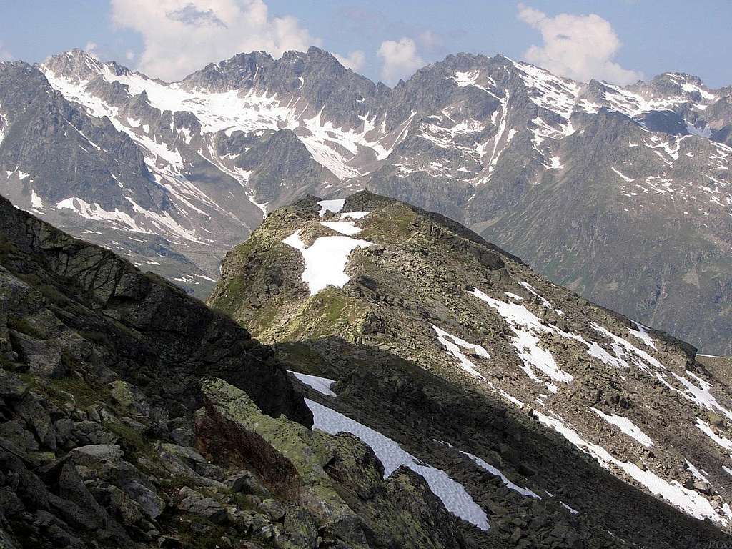 Looking down on the Bielerspitze from the east ridge