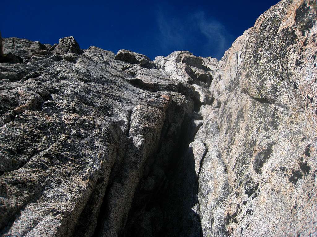 Climbing the wide but easy crack