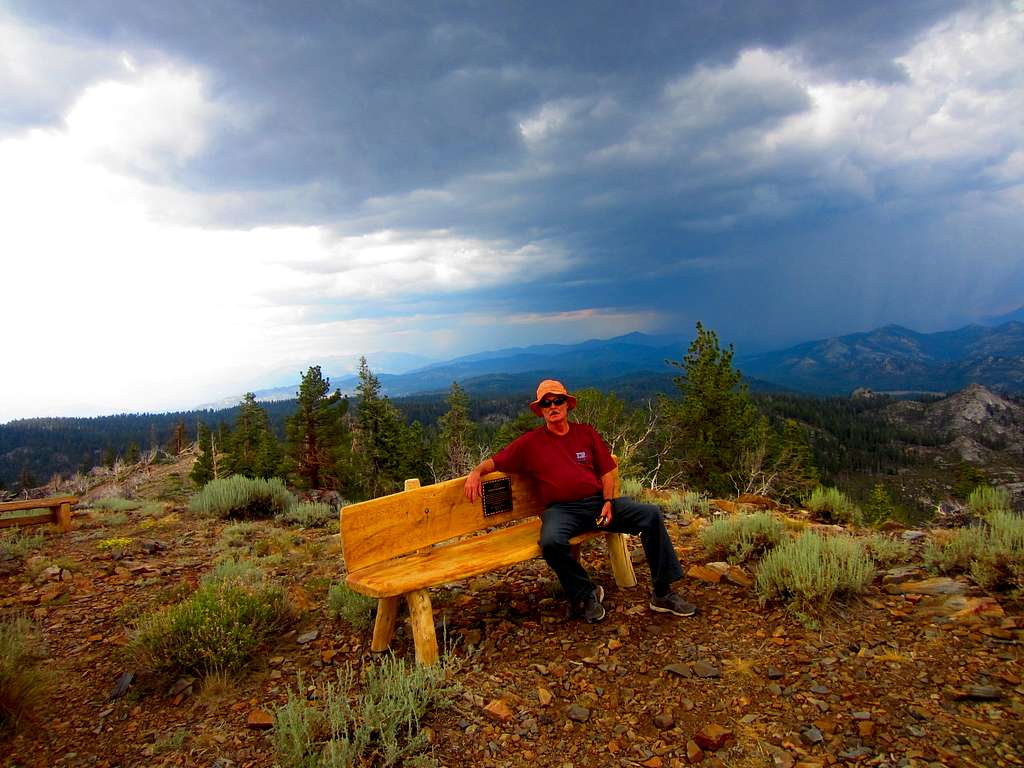 Bob Packard enjoying the bench under the lookout tower