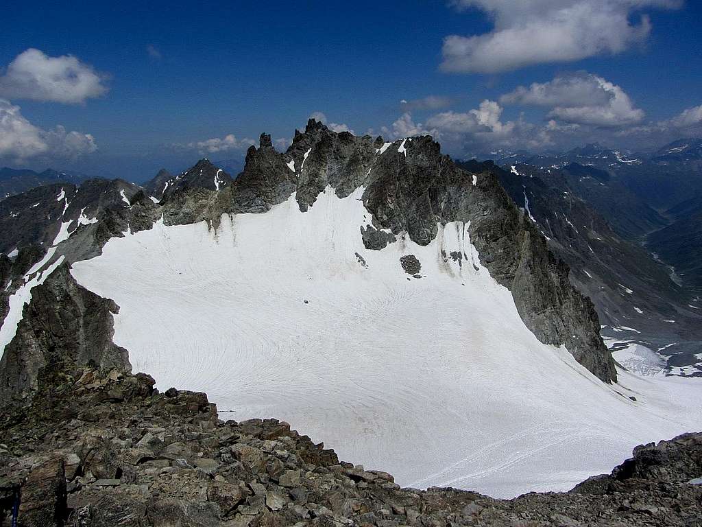 The Vordere Jamspitze (3178m) from the summit of the Hintere Jamspitze (3156m)