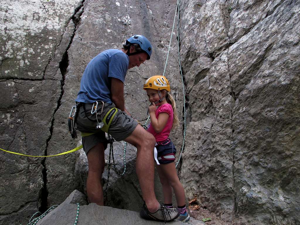 Getting Ready for Her First Rock Climb
