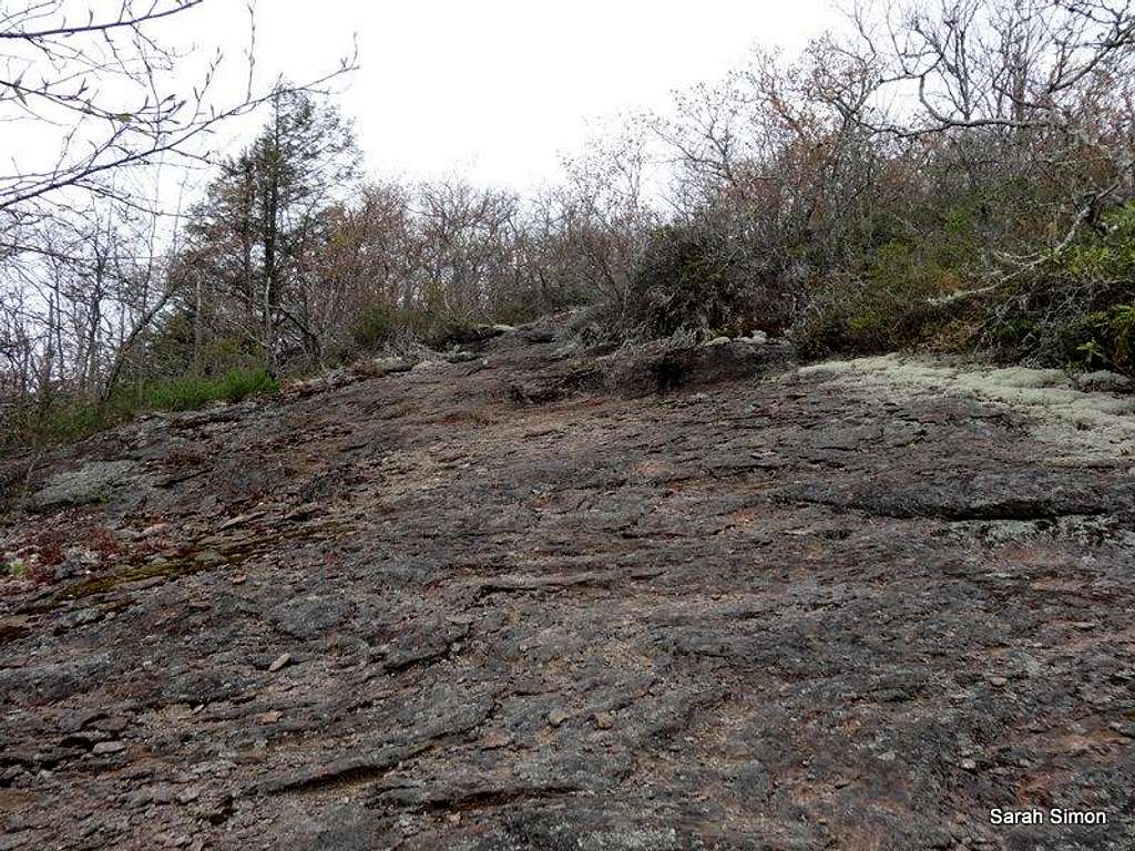 Blazed trail over bare rock