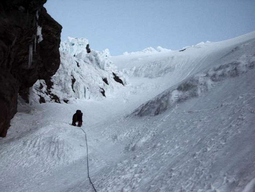 Climbing in the NW Couloir of...
