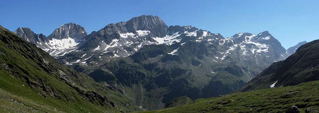 Kleine Weiße, Hohe Weiße, Lodner, Lazinser Rötelspitze and Tschigat from the Lafaistal