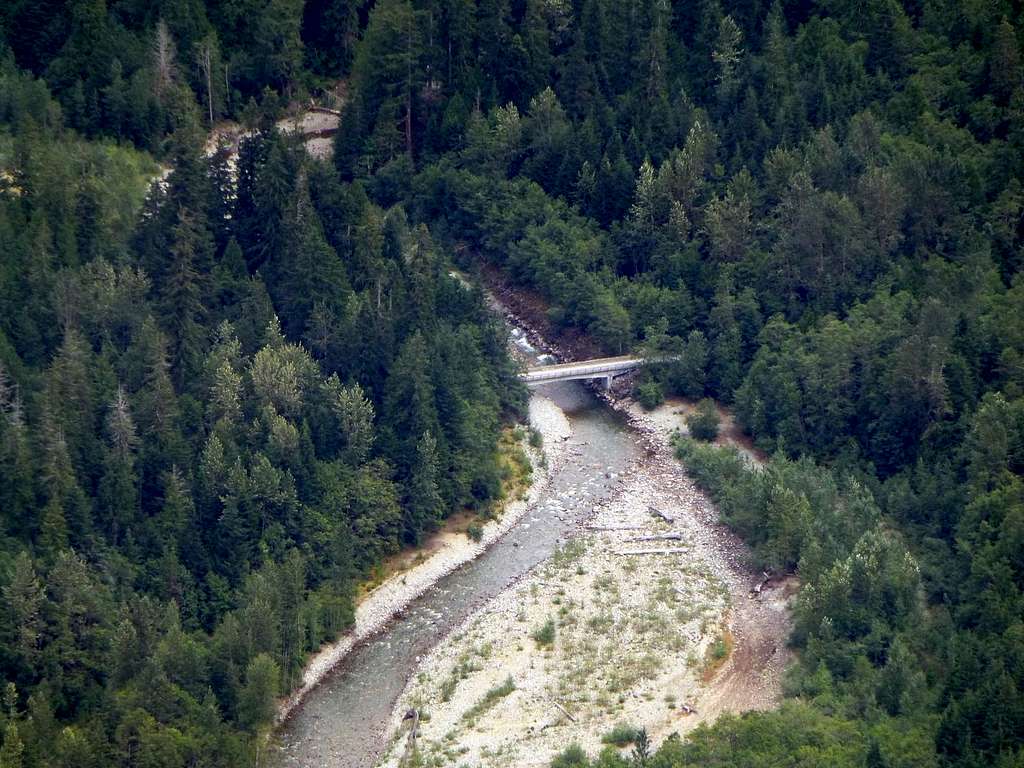 North Fork Skykomish River bridge from Bear Mountain