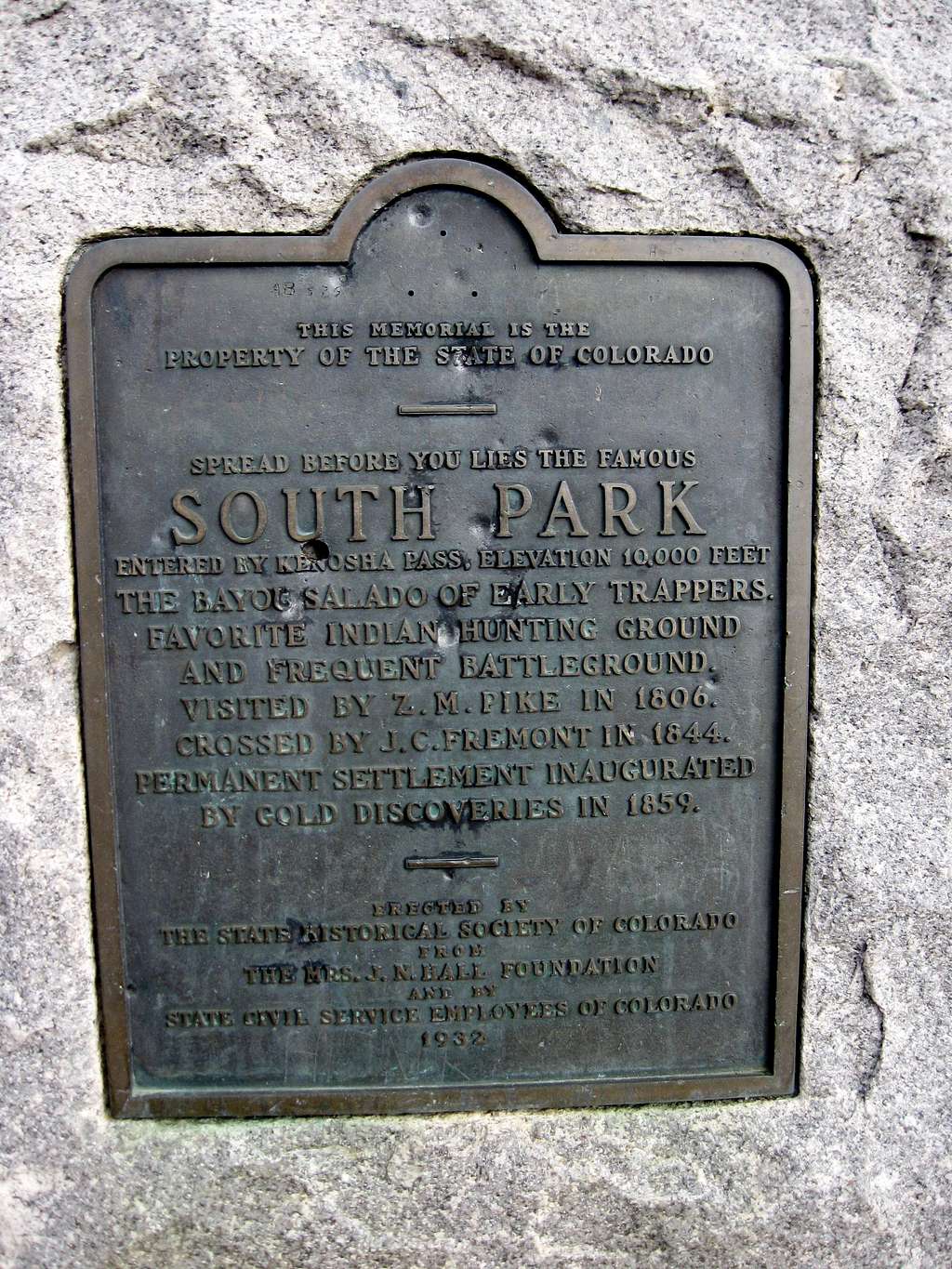 South Park Historical Marker