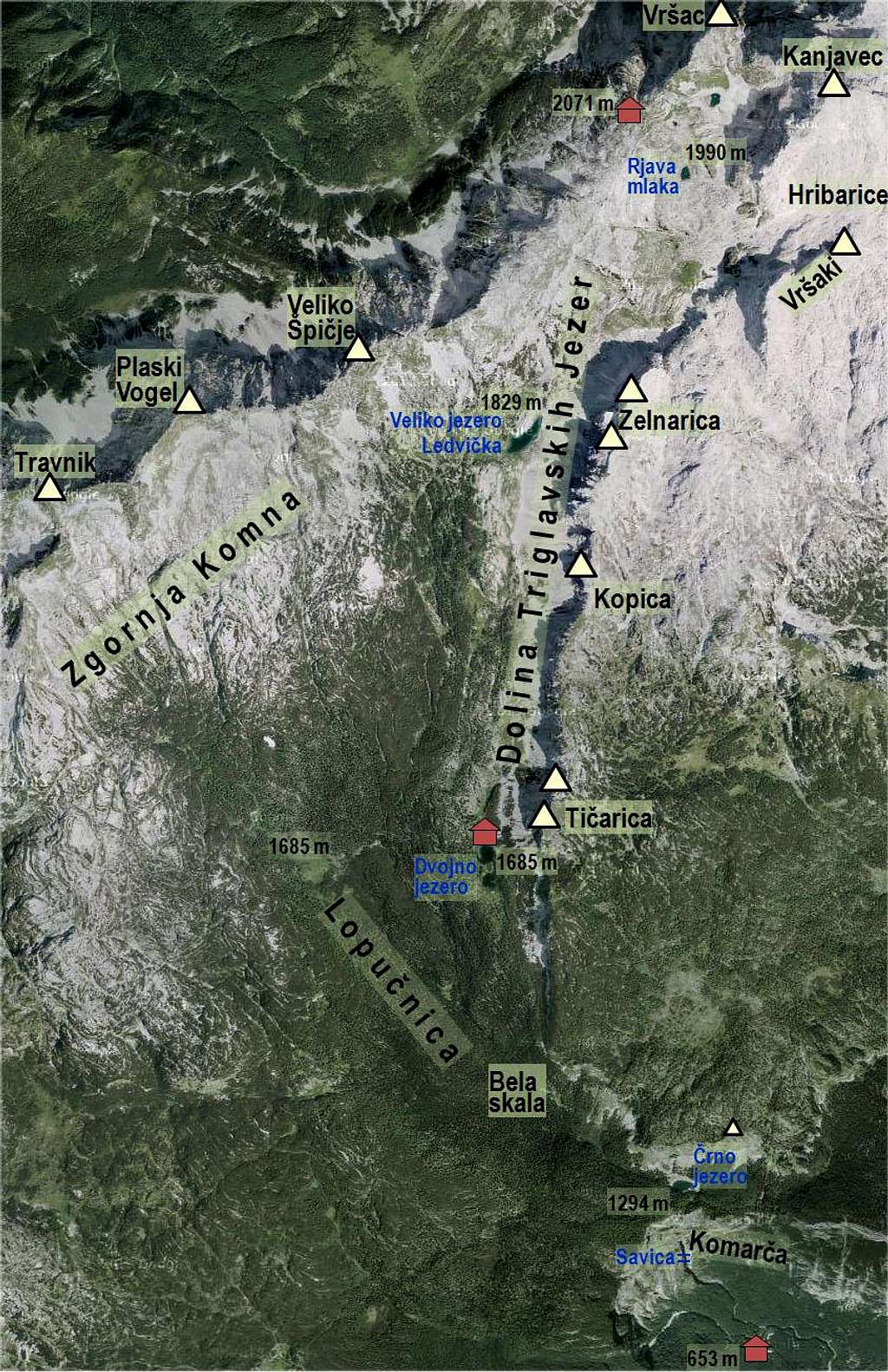 The Valley of Triglav Lakes - map