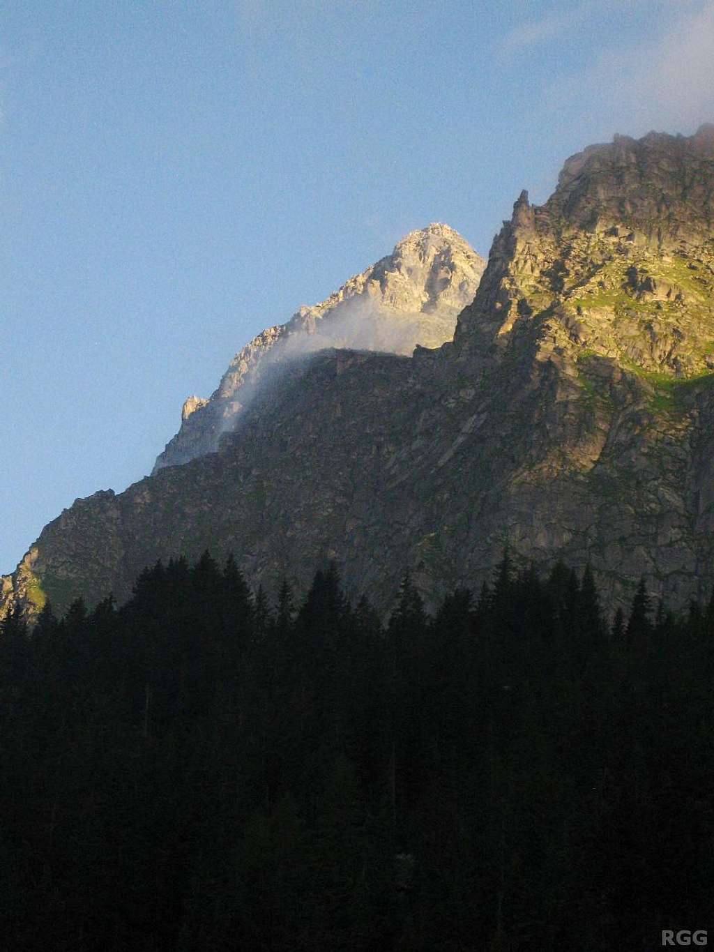 A distant Tschigat (2998m) in the early morning sun