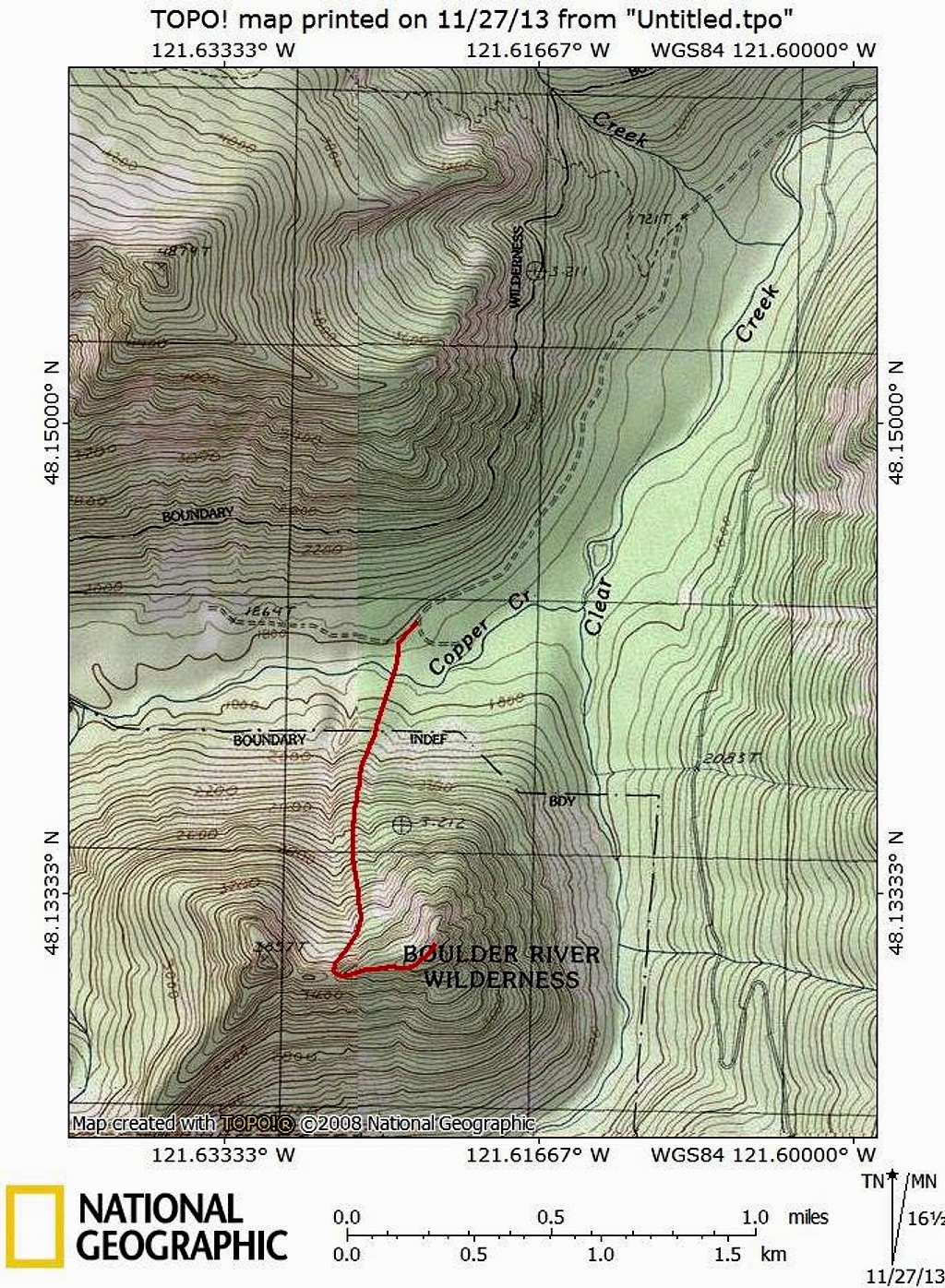 Bornite Mountain route map