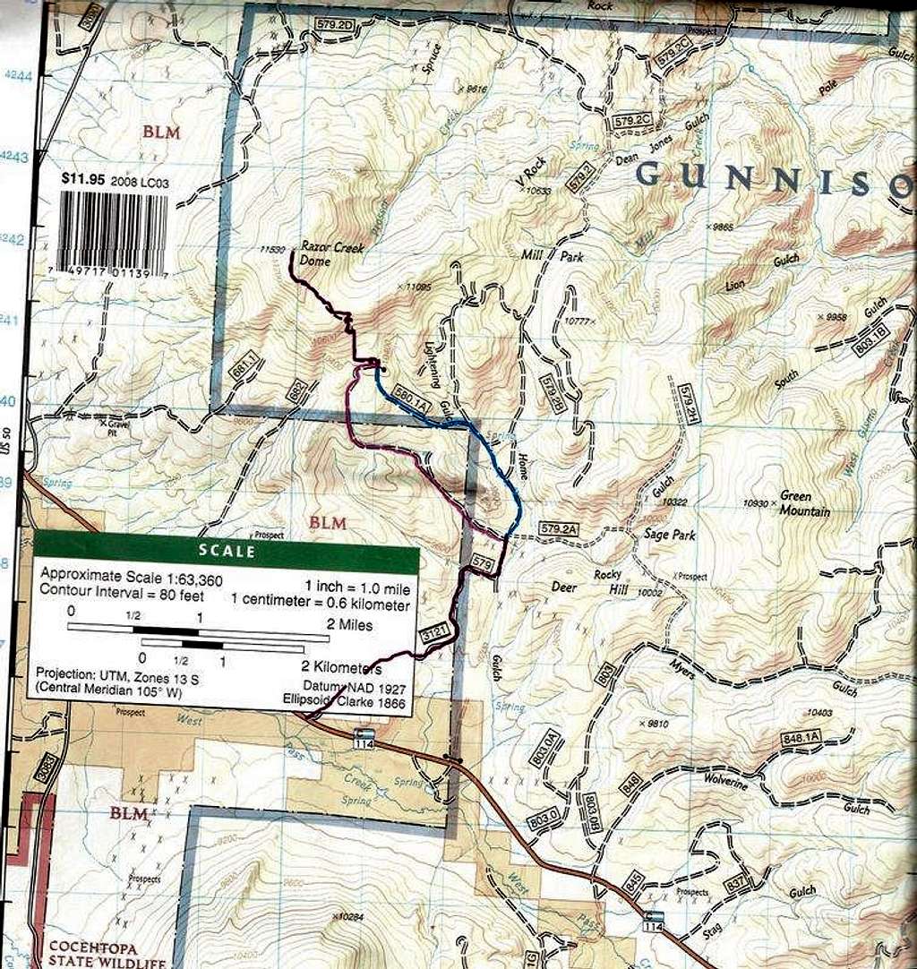 Razor Creek Dome Route Map