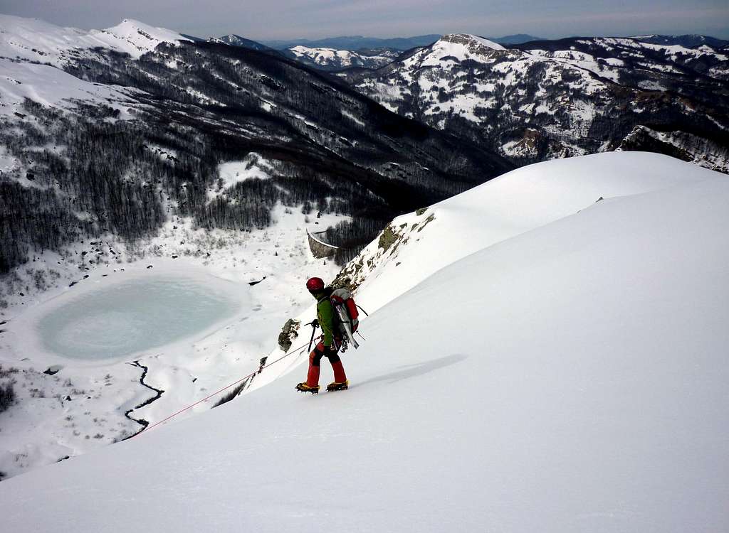 Torricella summit ridge on the iced Lago Verde