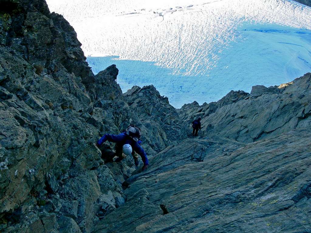 Down Climbing the South Face of Shuksan