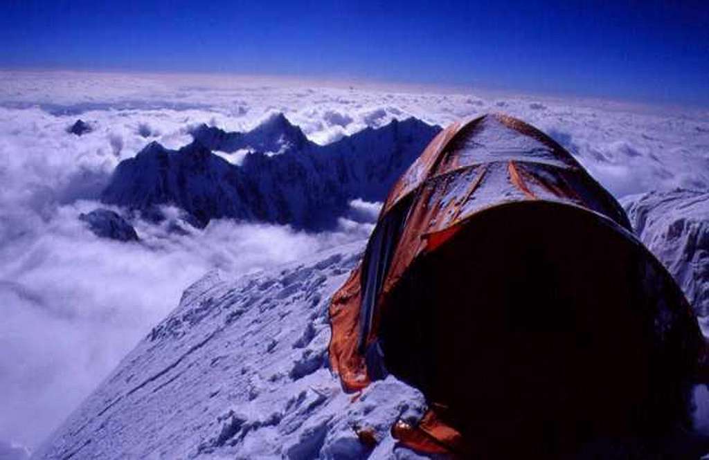 Last tents at 6600 m on the...
