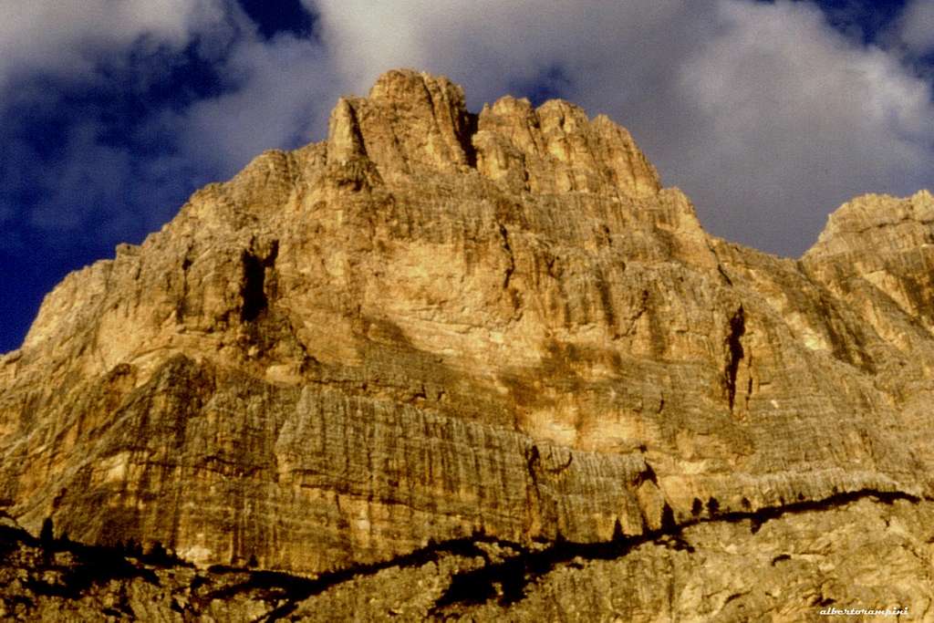 The majestic SW face of Cima Scotoni in the afternoon light