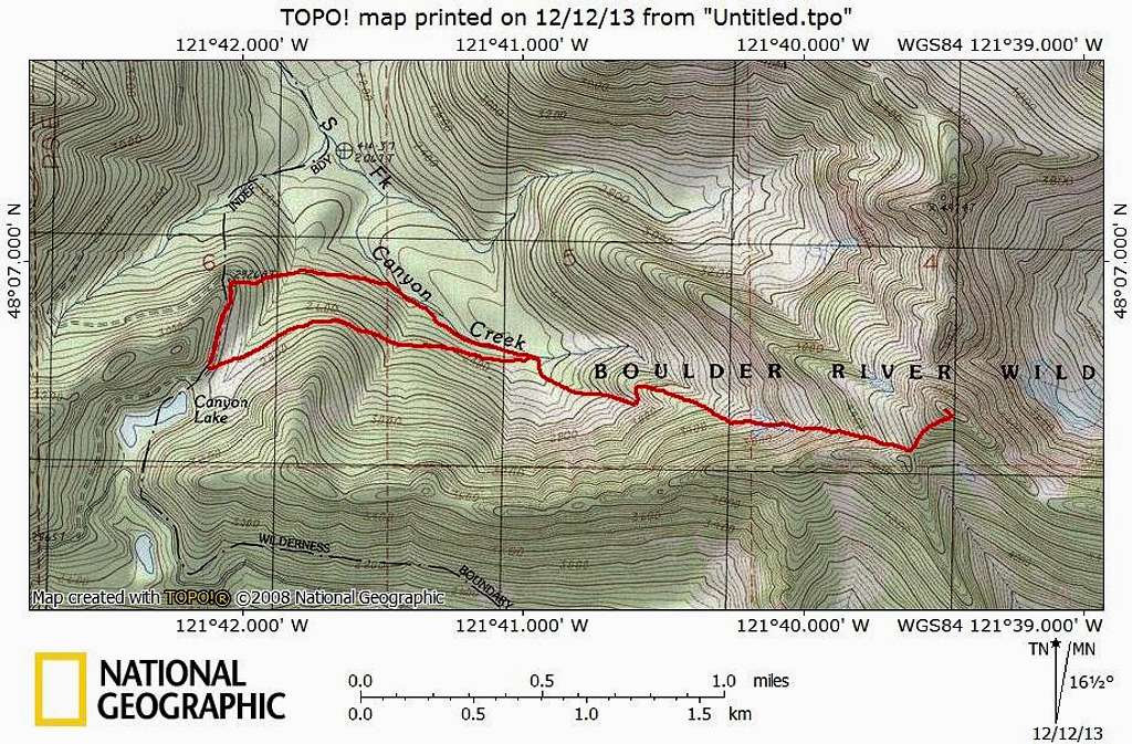 Fletcher Peak route map