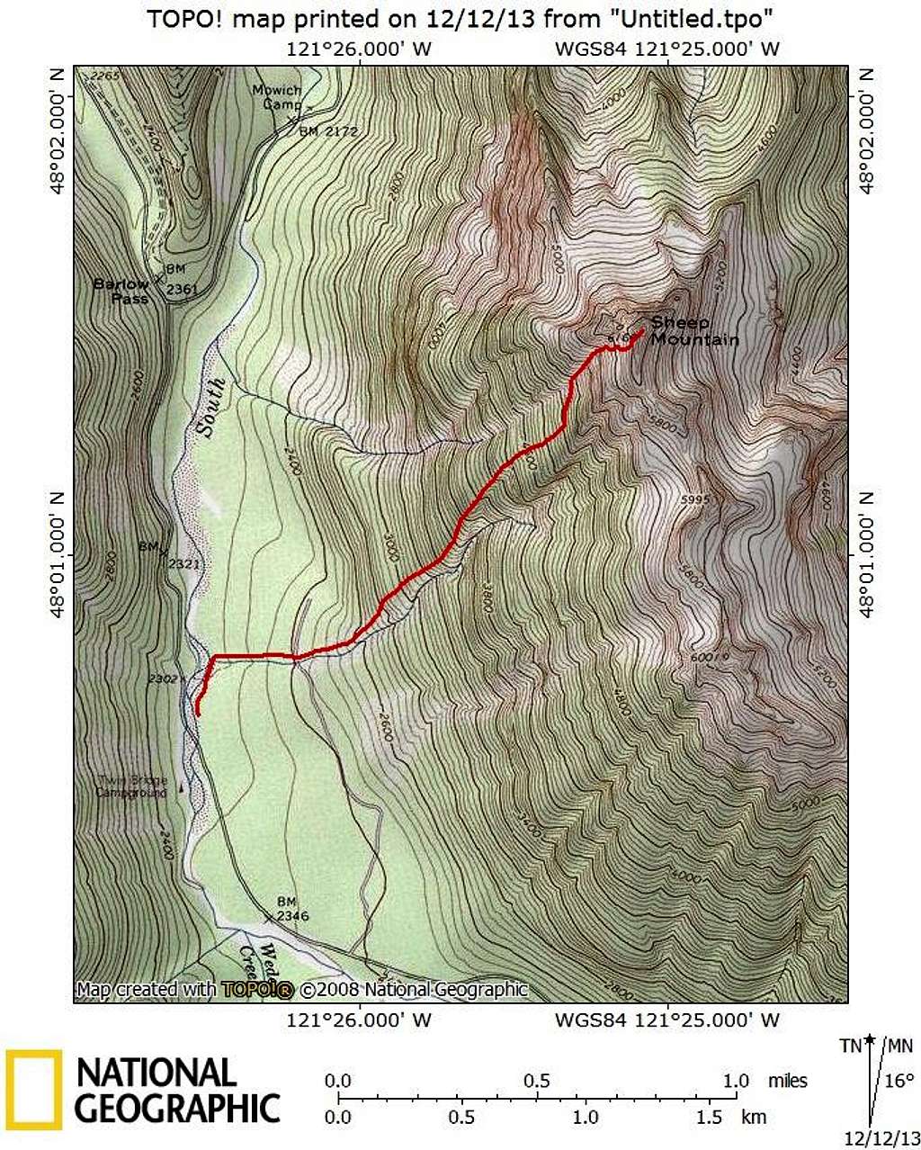 Sheep Mountain route map