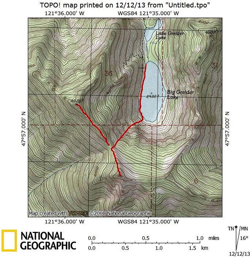 Static Peak/Greider Peak route map