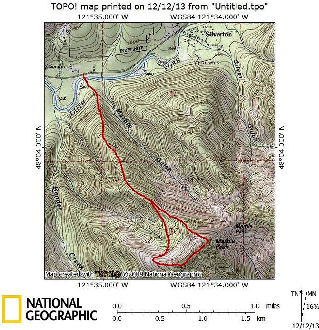 Marble Peak route map
