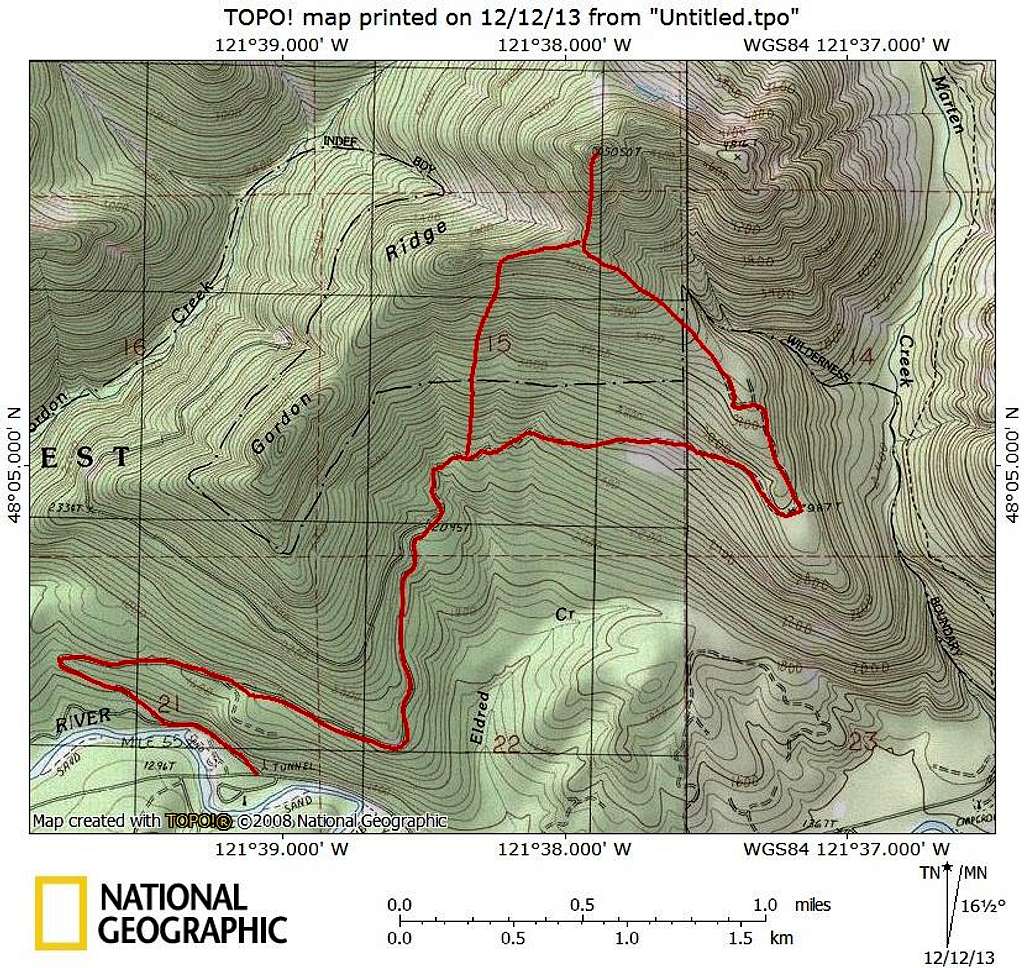 Anaconda Peak route map