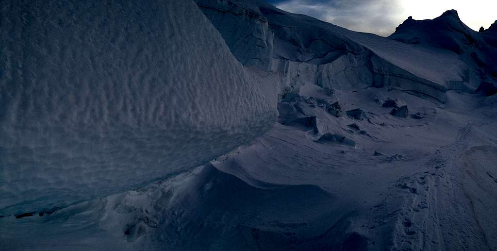 above the crevasses on Mt. Baker glacier