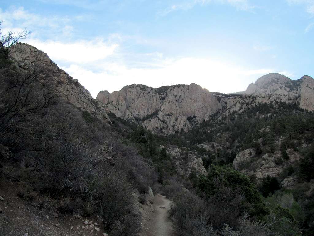 Sandia Crest from low along the trail