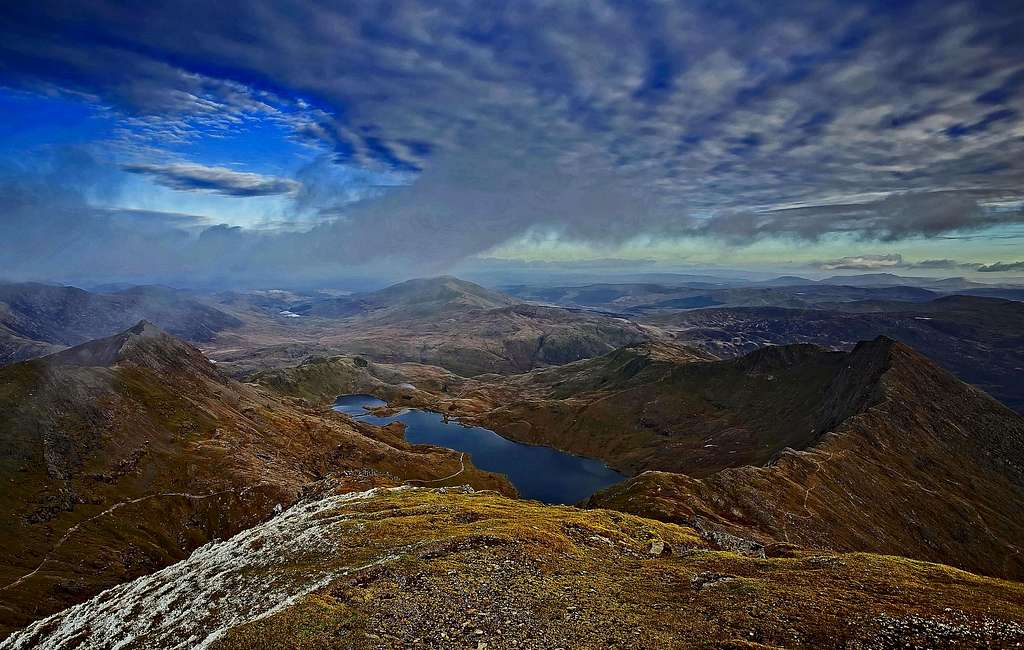 Looking East from the summit of Snowdon
