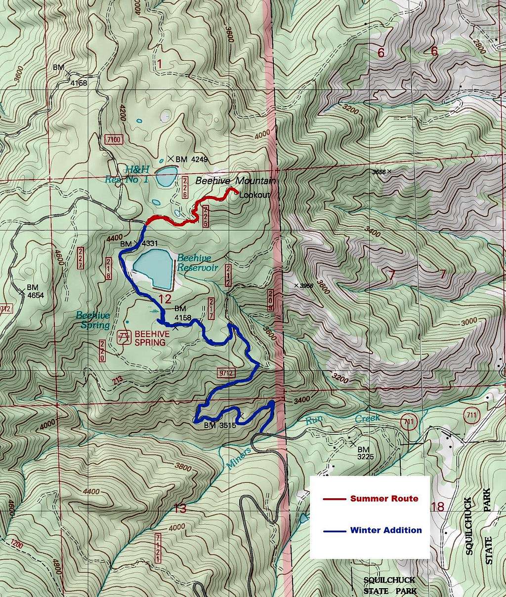 Beehive Mountain Route Map