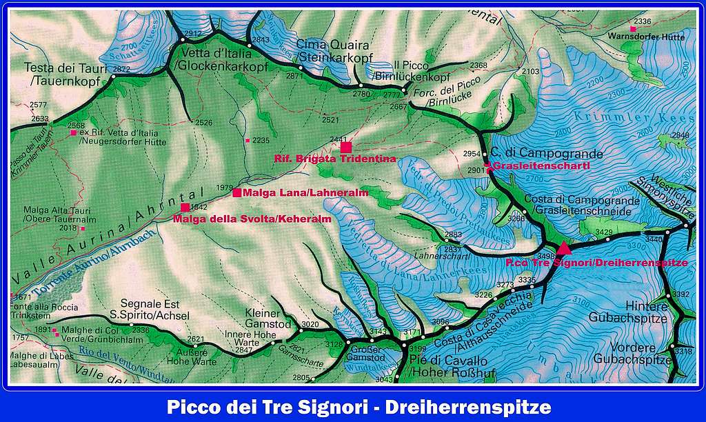 Picco dei Tre Signori/Dreiherrenspitze map