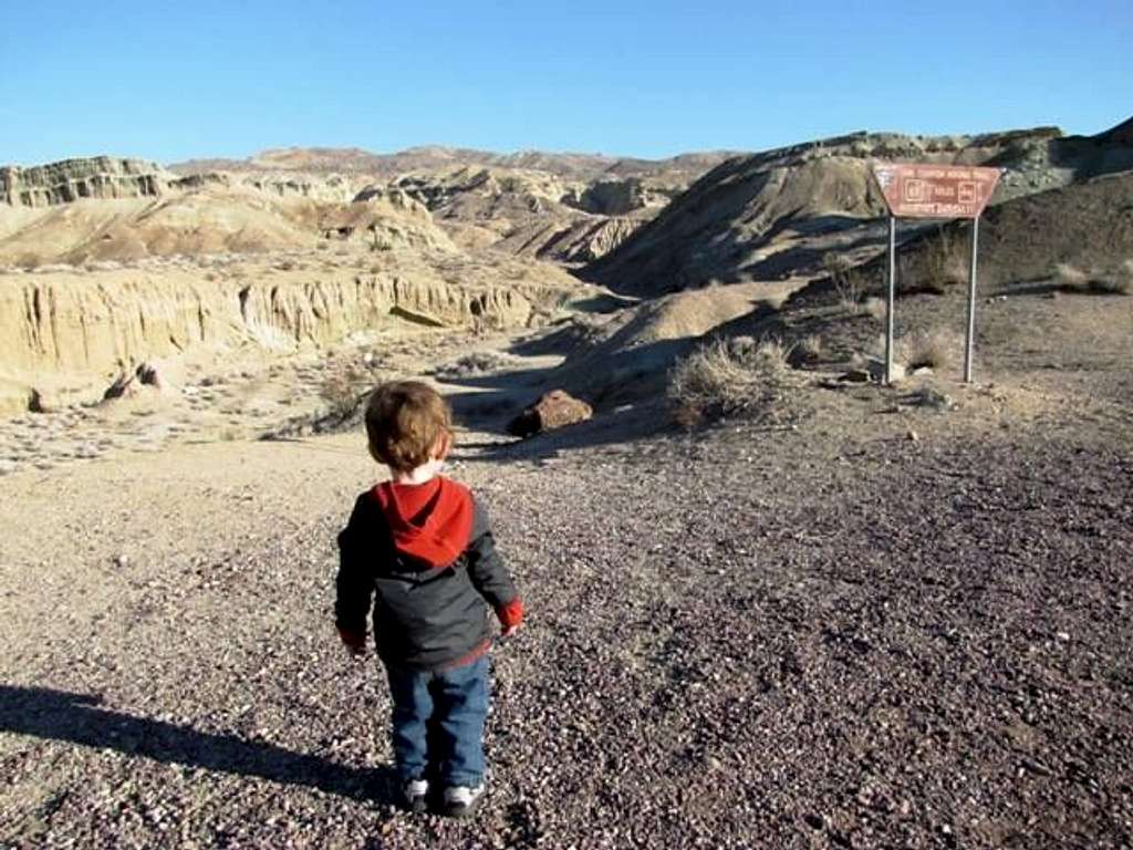 My son at the Owl Canyon Trailhead