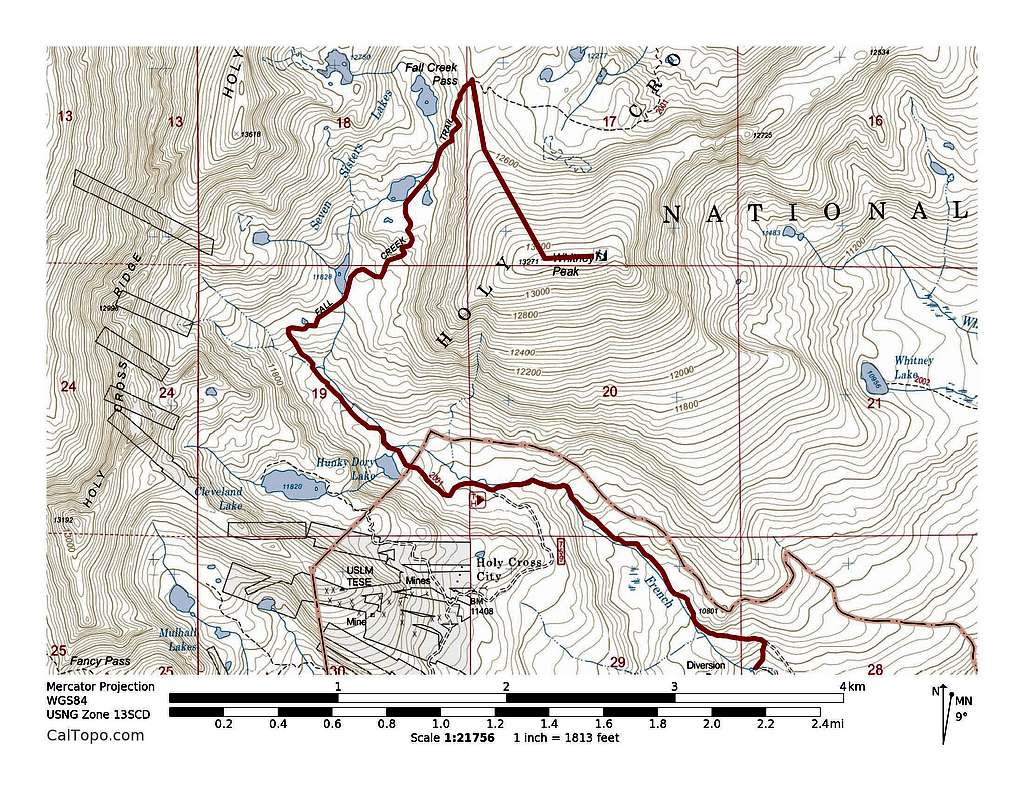 Whitney Peak's NW Ridge Route