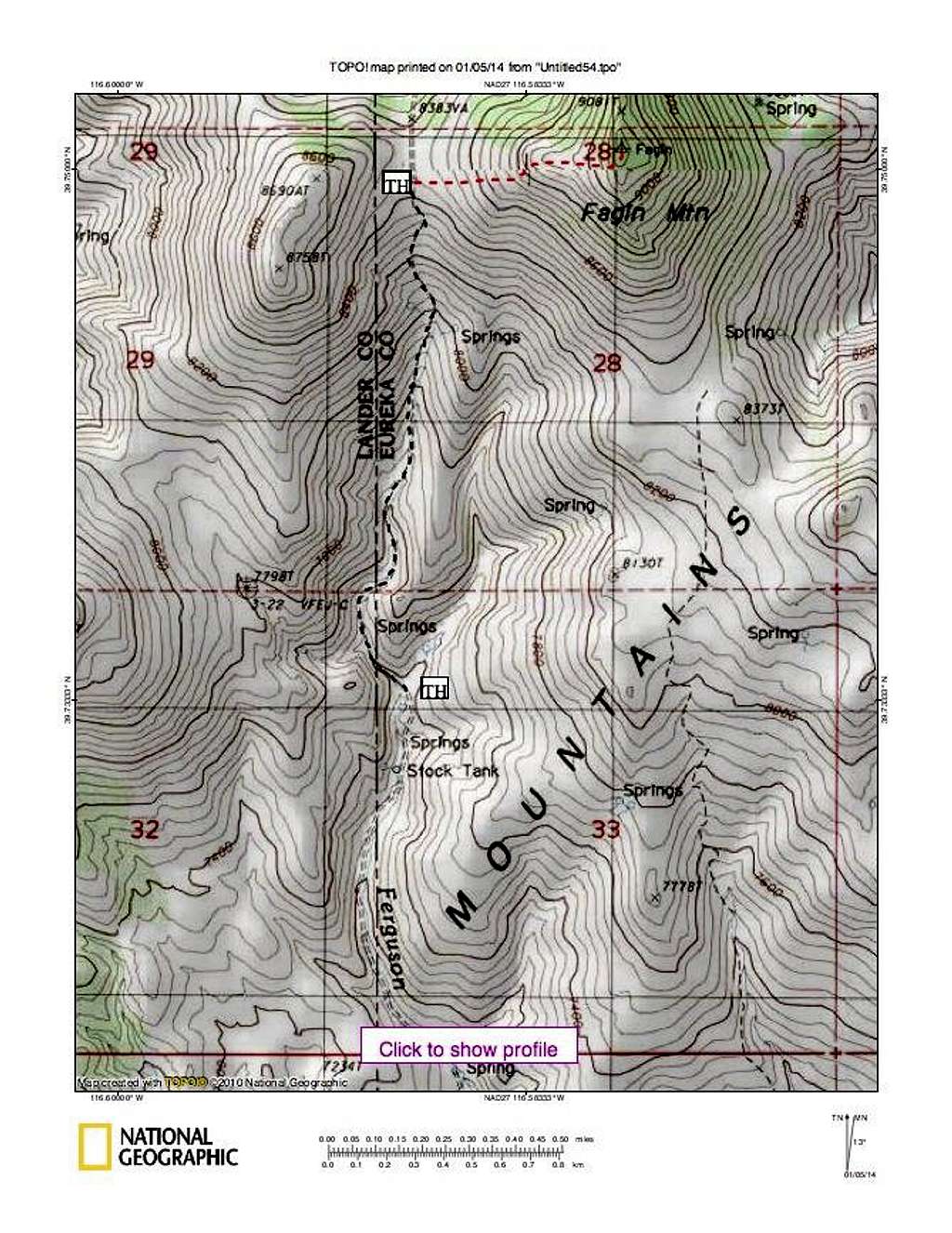 Fagin Mountain Route map
