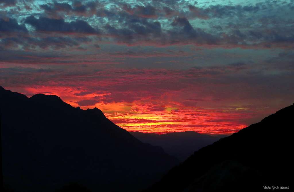 Ameln Valley, burning sunset from Tizi n'Tarakatine Col