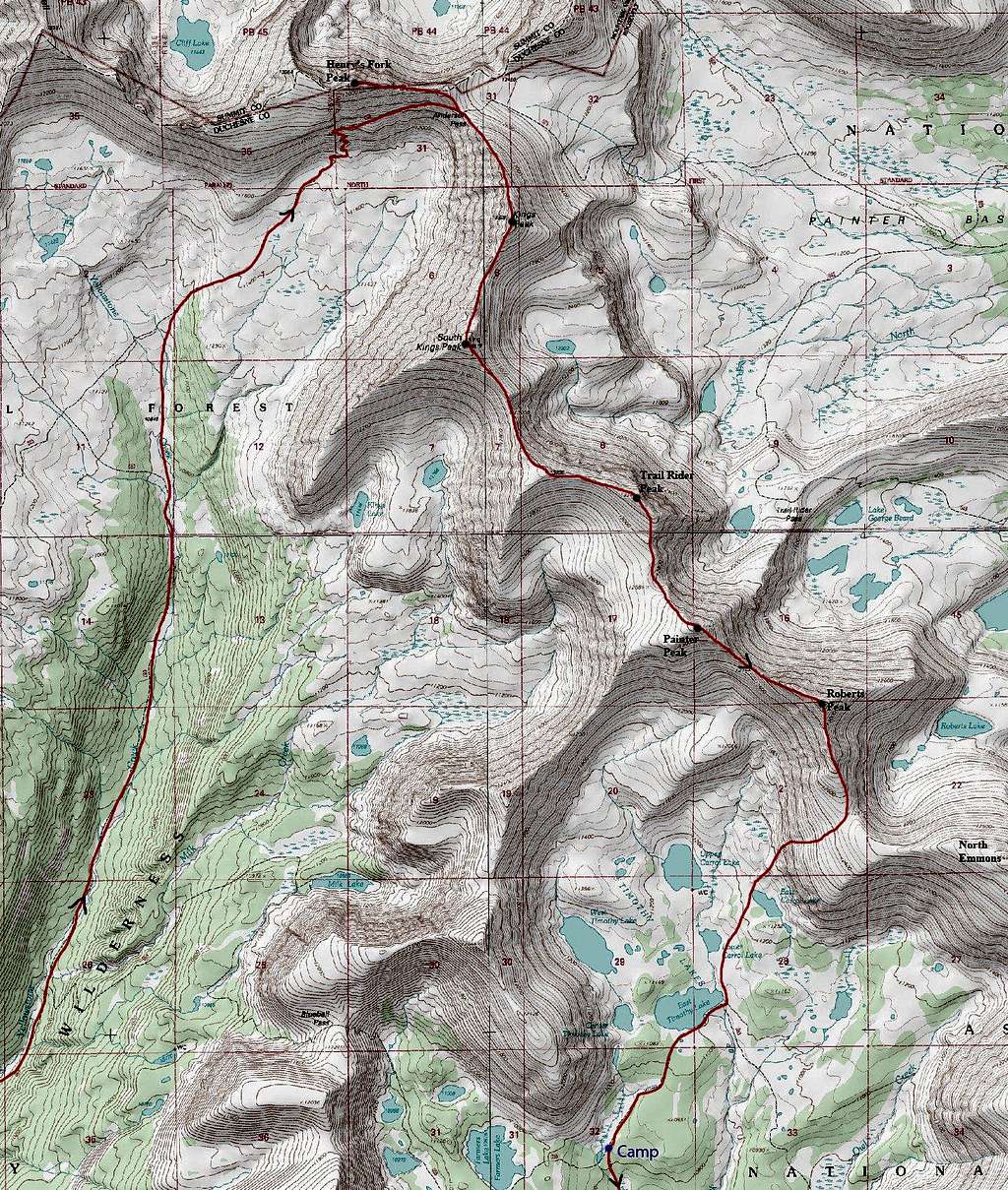 Kings-Emmons Ridge Map