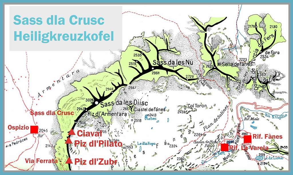 Sass dla Crusc - Heiligkreuzkofel map