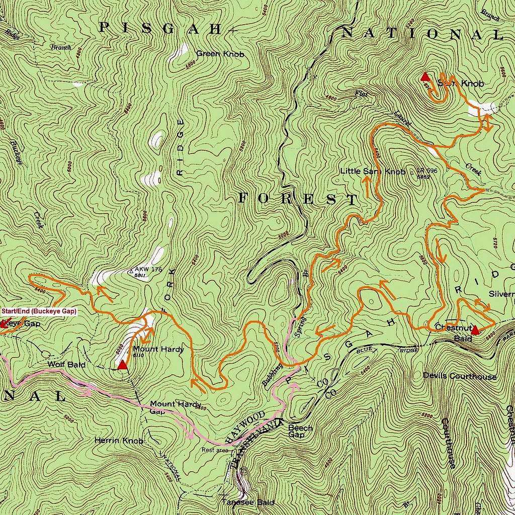 Great Balsam 3-Fer Route Map