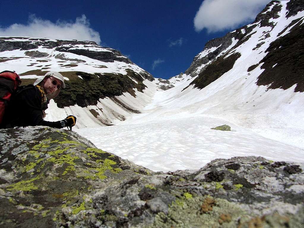 Looking up at Forca del Giove (2714m)