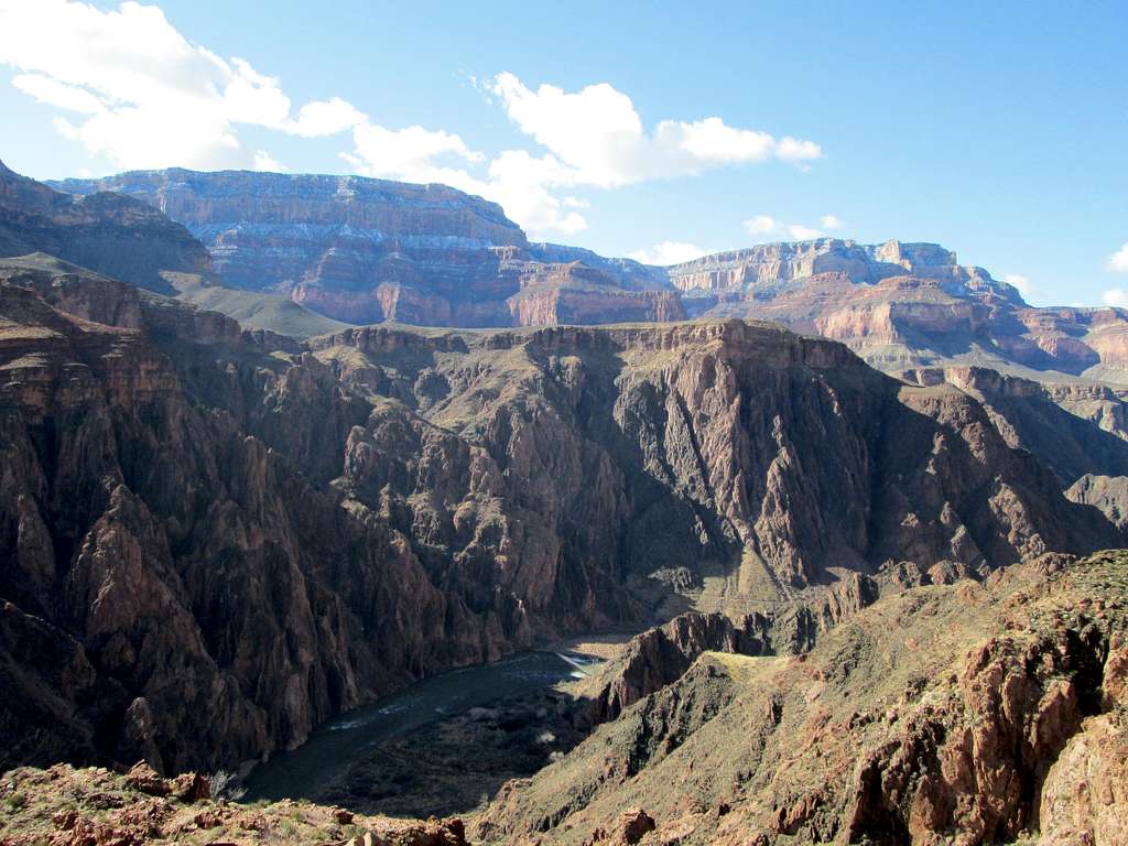 The Colorado River and the Grand Canyon Rim seen from the Cleak Creek trail