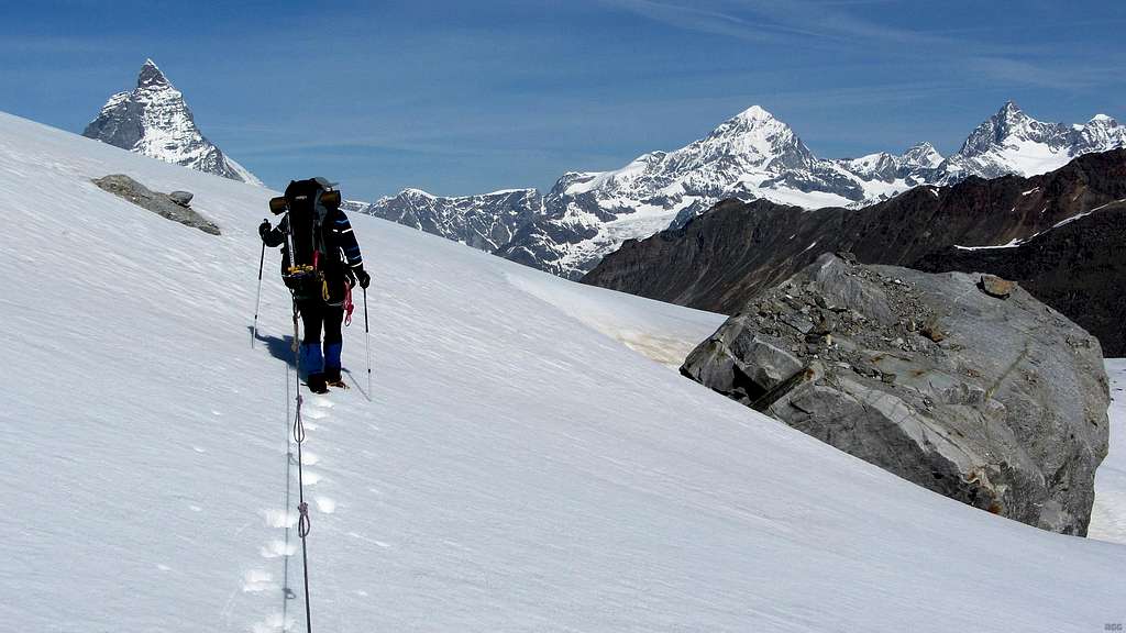 Mark on the upper Gorner Glacier