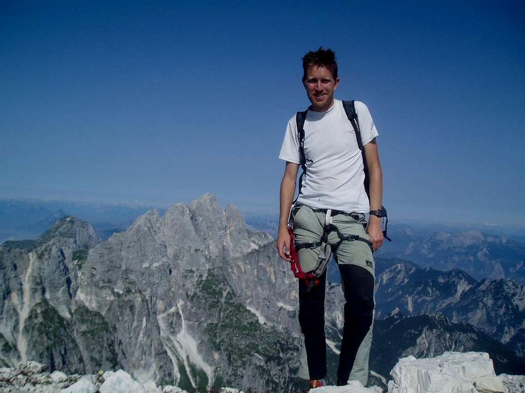 Me on the summit of Fuart, Montasio in the background