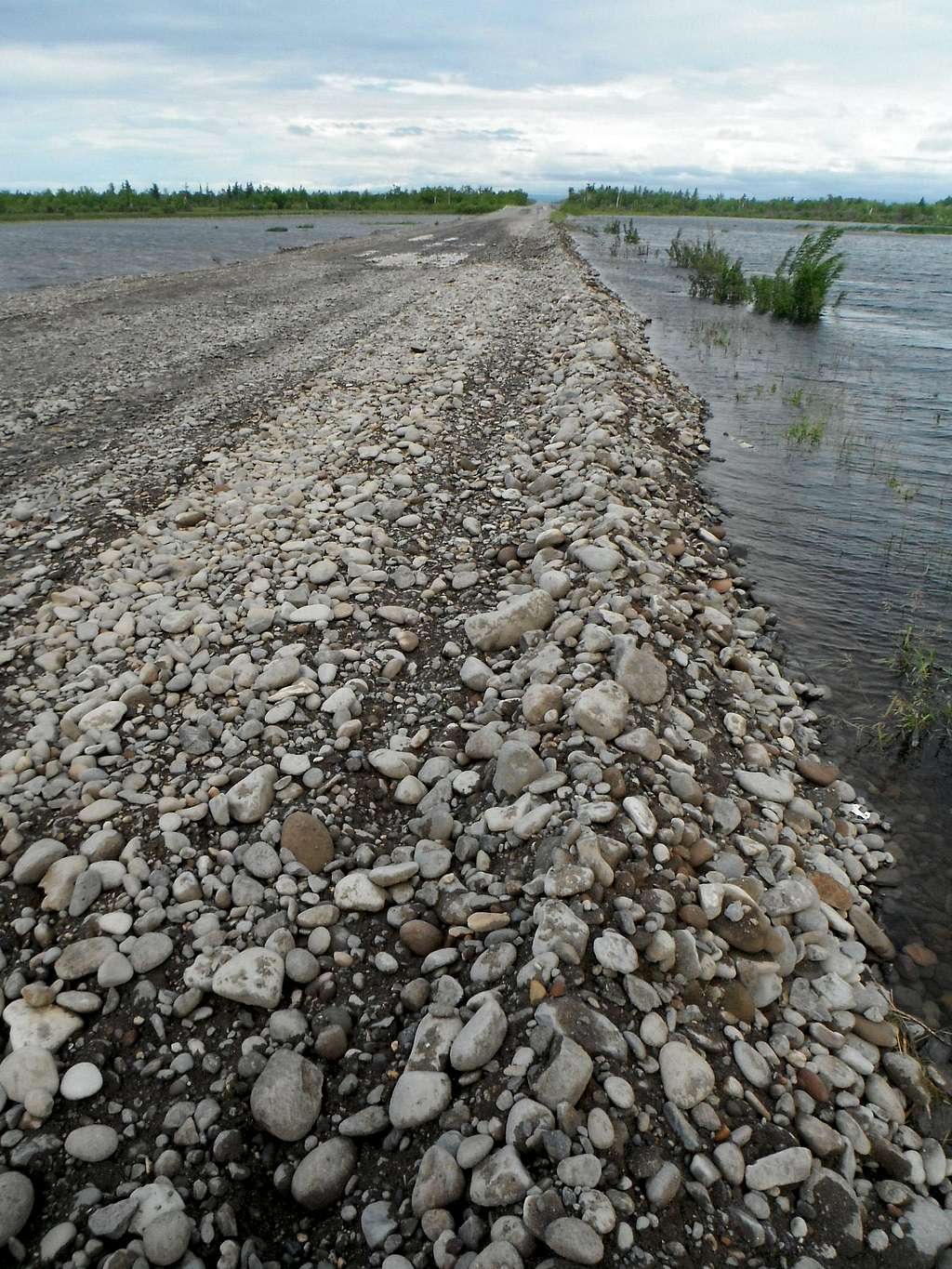 Road after flooding repairs, South of Kozyrevsk.